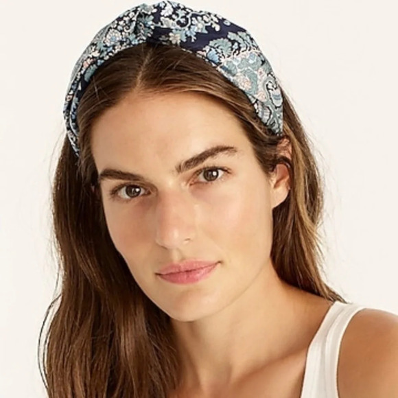 J. Crew Accessories - J. Crew Blue Paisley Satin Headband